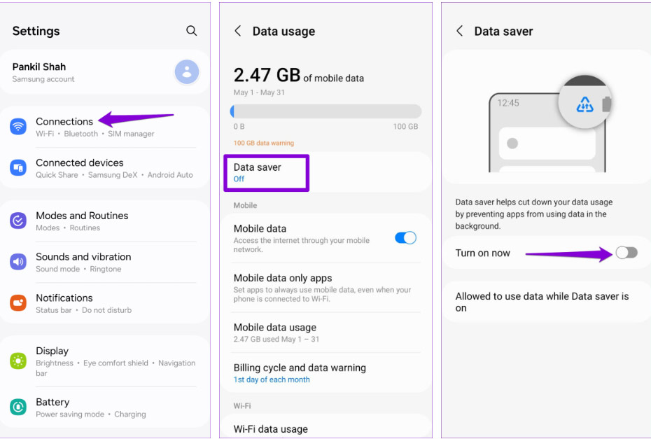 Tắt tiết kiệm dữ liệu trên Android