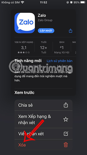 Xóa ứng dụng từ App Store iPhone
