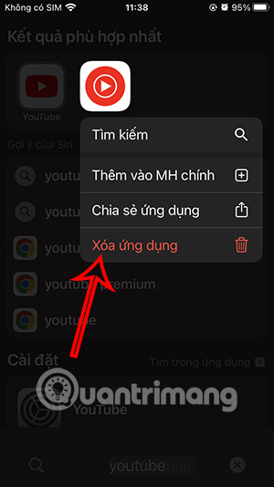 Xóa ứng dụng Spotlight