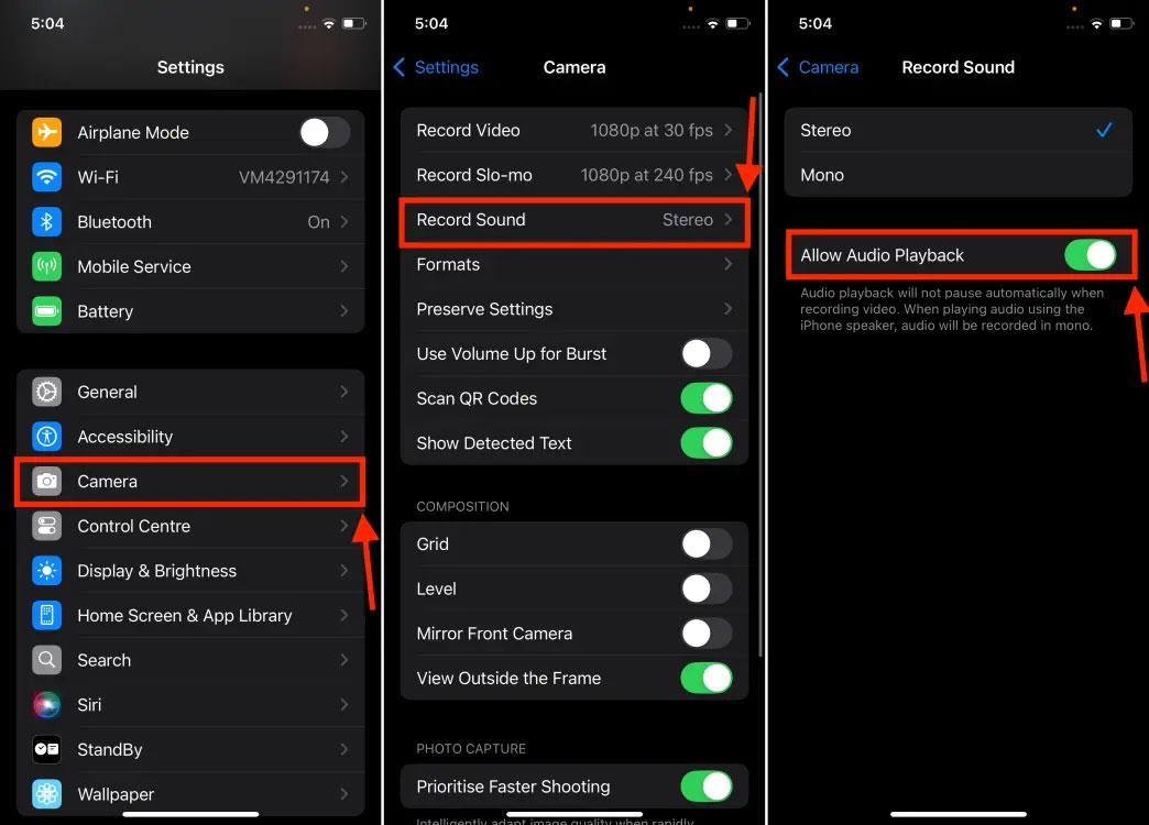 iOS 18 cho phép phát âm thanh khi quay video trên iPhone