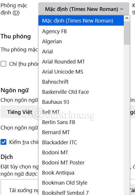 Đổi phông chữ cho Firefox