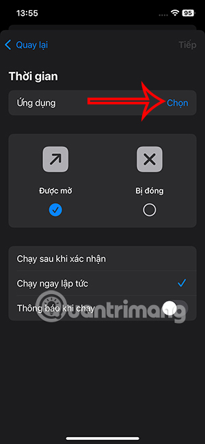 Chọn ứng dụng cho tác vụ