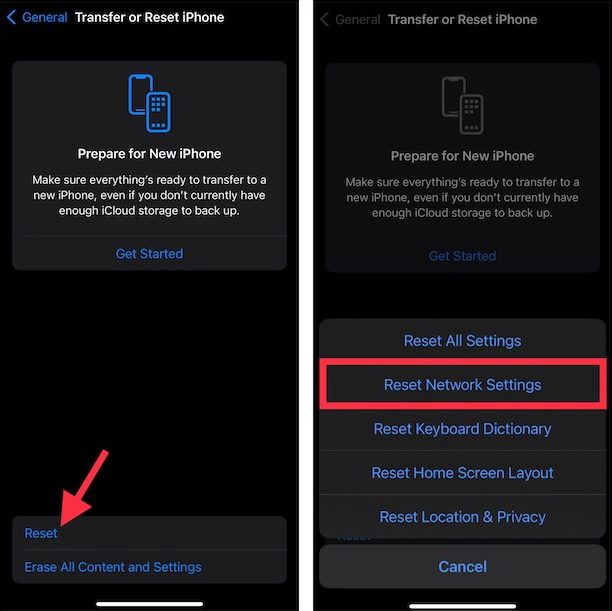 Đặt lại cài đặt mạng trên iPhone
