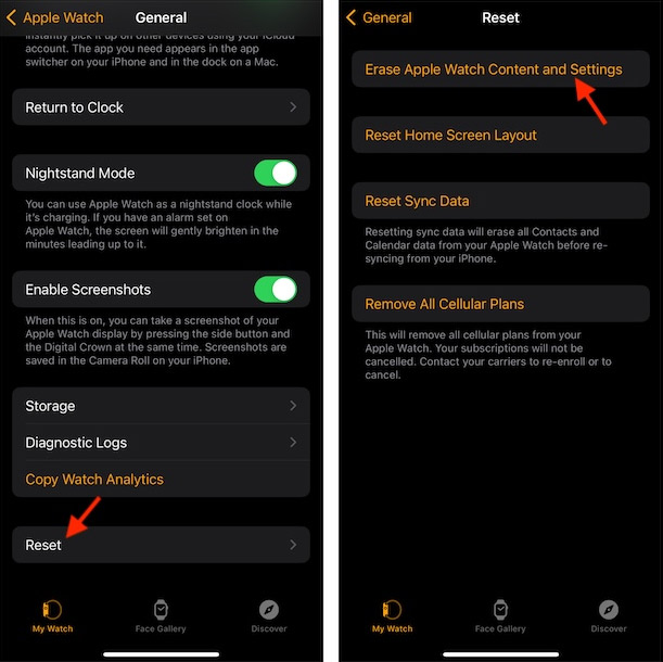 Xóa Apple Watch và kết nối lại