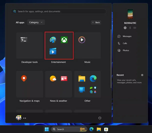Giao diện Start menu giống iOS
