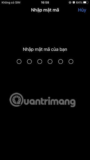 Nhập mật khẩu khóa iPhone