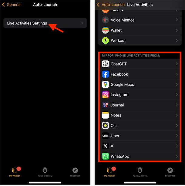 Ứng dụng hỗ trợ Live Activities phản chiếu