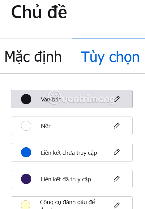 Chỉnh màu nội dung chế độ đọc Firefox máy tính