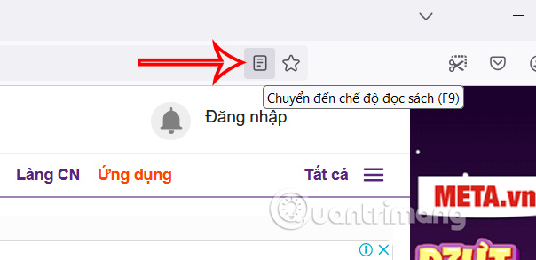 Chế độ đọc Firefox máy tính
