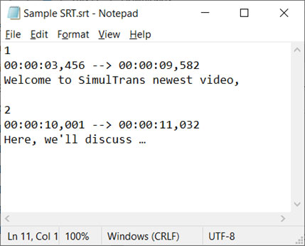 Mẫu file SRT