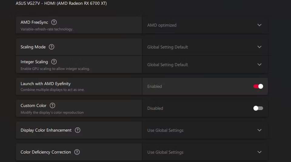 Thiết lập game để khởi chạy bằng AMD Eyefinity