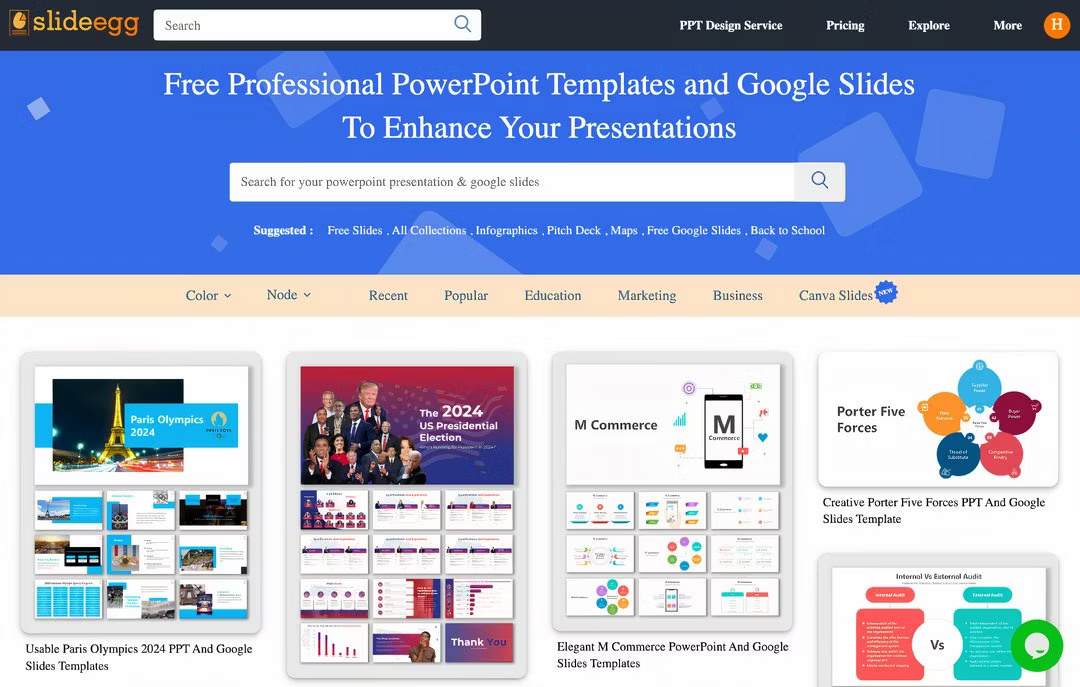 Trang chủ trang web SlideEgg
