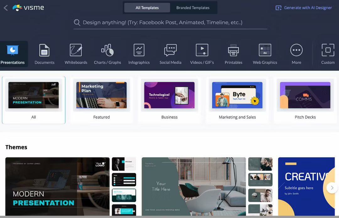 Trang chủ tài nguyên template Visme