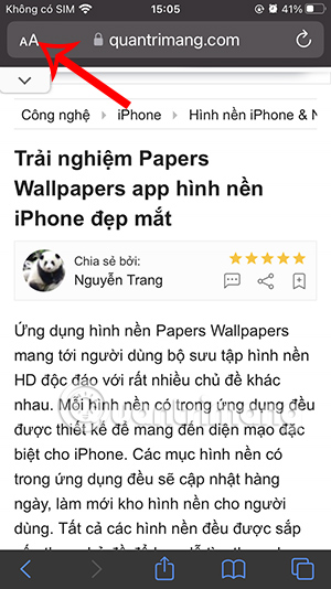 Chỉnh trang web Safari