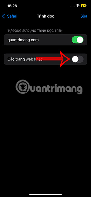 Chế độ Reader cho các trang web