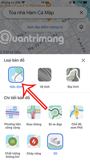 Chọn chế độ bản đồ mặc định