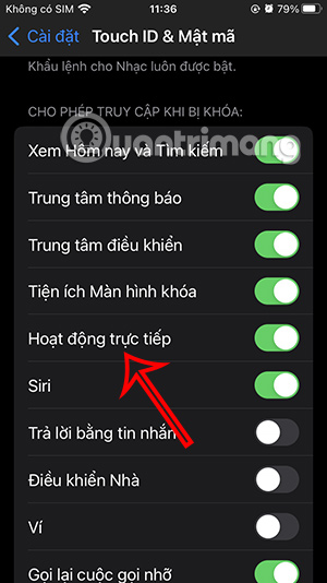 Hoạt động trực tiếp trên iPhone