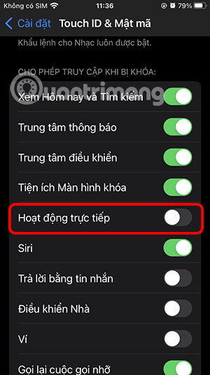 Tắt hoạt động trực tiếp trên iPhone