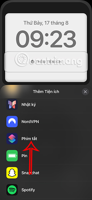 Chọn Phím tắt