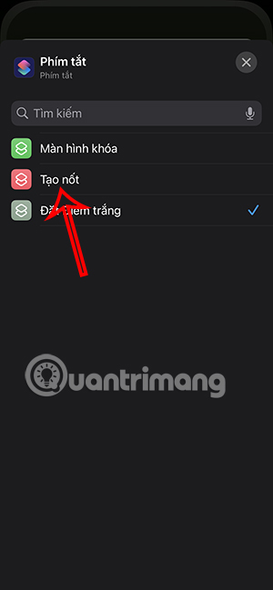 Phím tắt tạo ghi chú mới