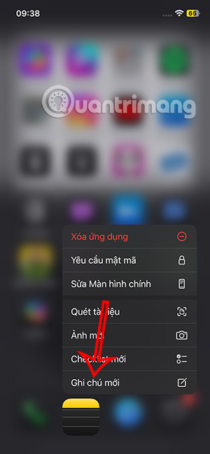 Viết ghi chú từ màn hình chính