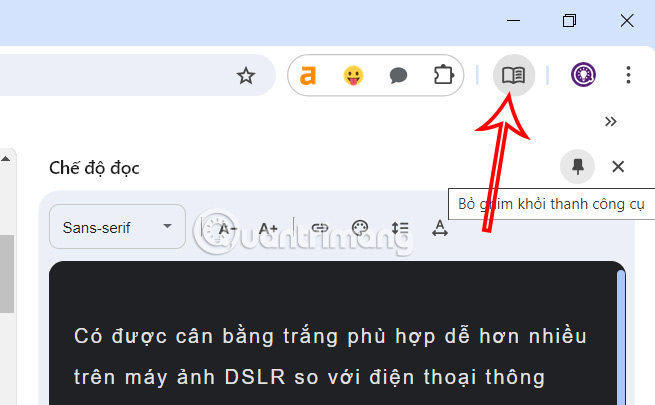 Ghim Reading Mode trên Chrome 