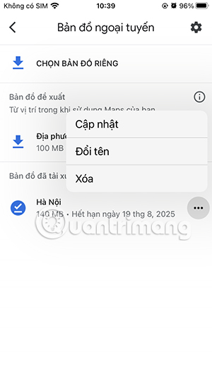 Tùy chỉnh menu ngoại tuyến