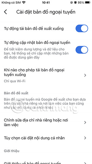 Chỉnh chế độ ngoại tuyến Google Maps