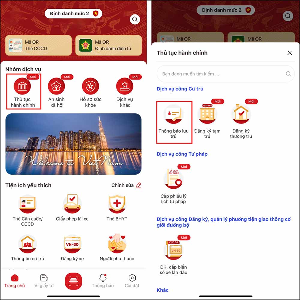 Thủ tục thường trú trên VNeID