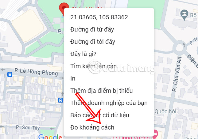 Đo khoảng cách Google Maps PC