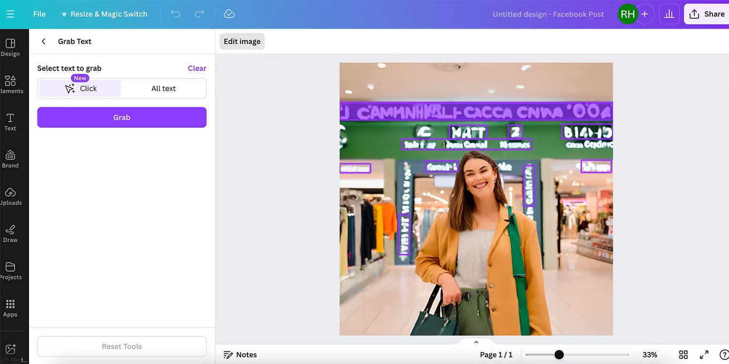 Công cụ Grab Text AI của Canva