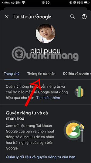 Thông tin cá nhân Google