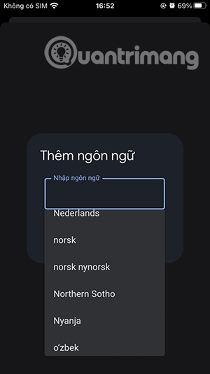 Chọn ngôn ngữ mới