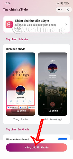 Nâng cấp tài khoản zStyle 