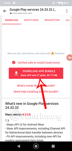 Download bản mới Google Play Services