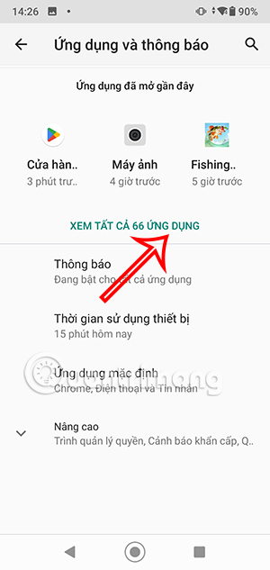 Xem tất cả ứng dụng Android