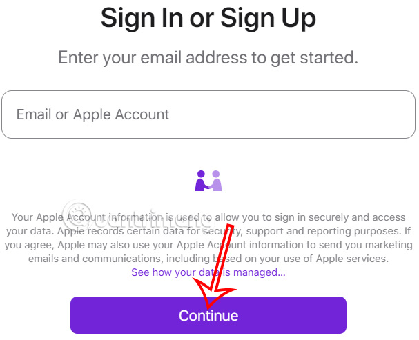 Nhập tài khoản Apple 
