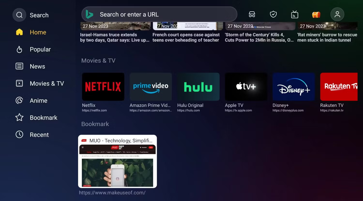 Open TV Browser trên Android TV