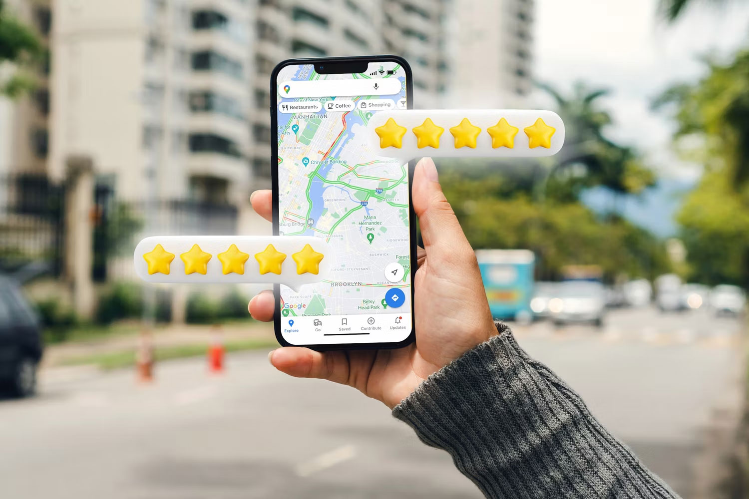 Google Maps on smartphones has a 5-star rating icon