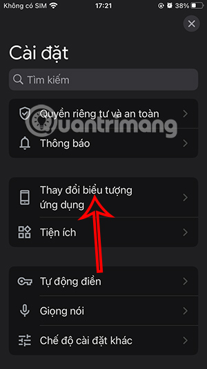 Thay biểu tượng ứng dụng 