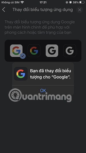 Chọn biểu tượng mới cho ứng dụng Google