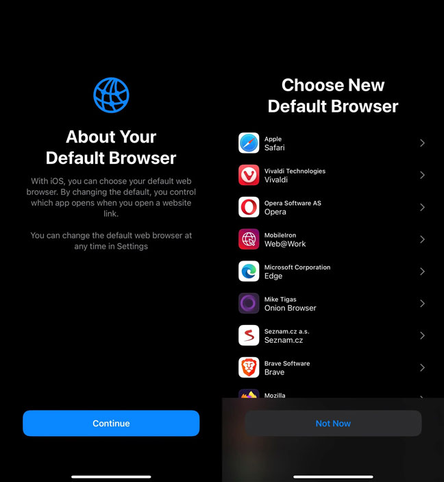 Apple cũng sẽ cho phép người dùng chọn trình duyệt mặc định từ danh sách 12 trình duyệt phổ biến nhất tại quốc gia của họ trên iOS 18