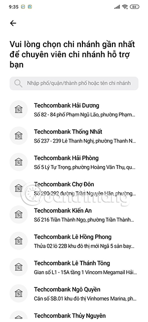 Chi nhánh Techcombank gần bạn