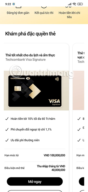 Chọn loại thẻ visa