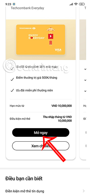 Mở thẻ Techcombank visa online