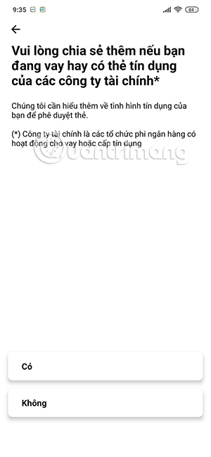 Thông tin nợ thẻ tín dụng