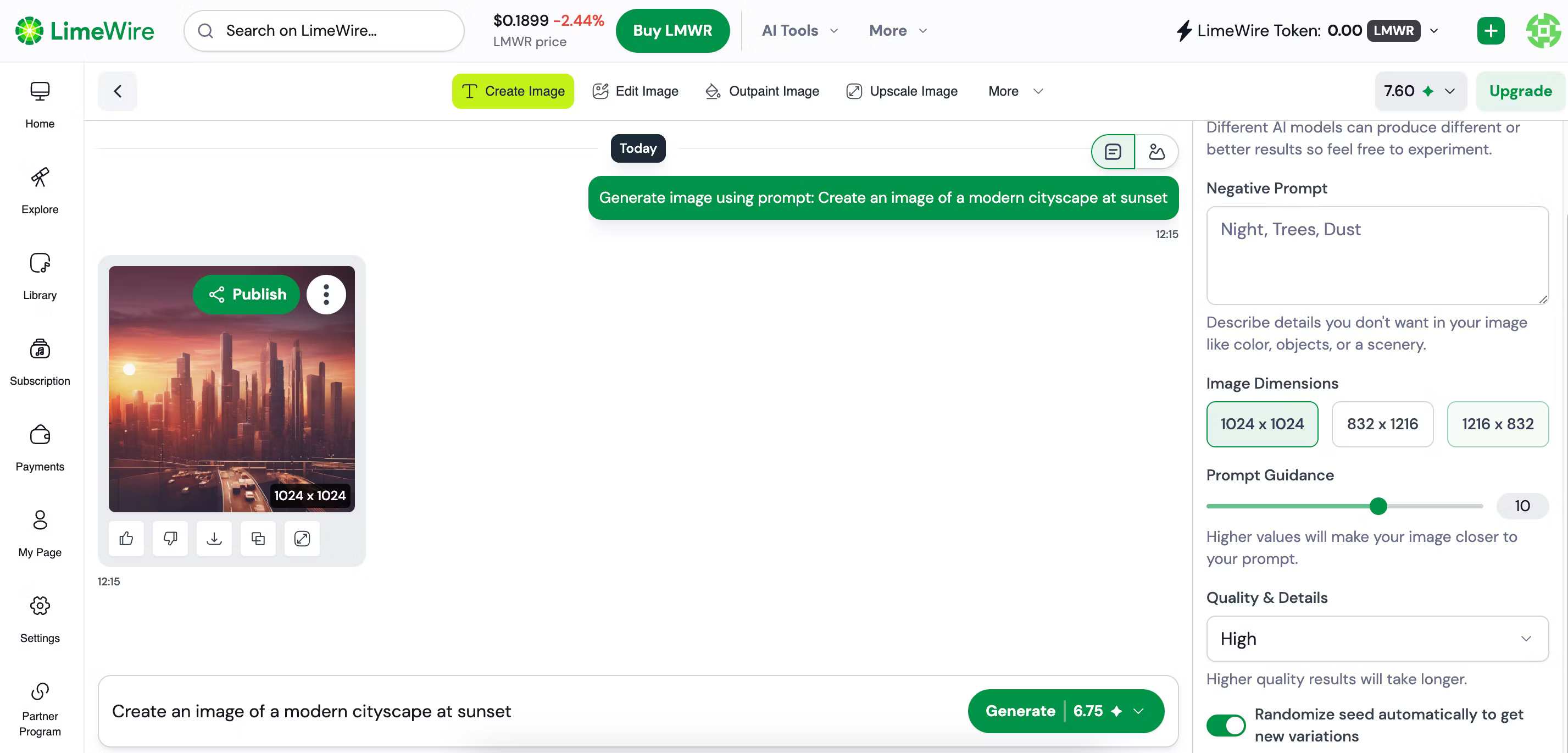 Tạo ảnh trong ứng dụng LimeWire