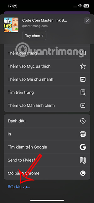 Sửa tác vụ trên Safari