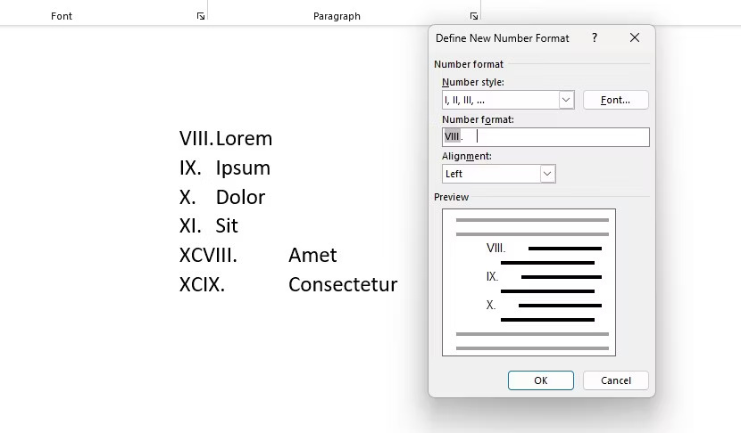 Định dạng số mới cho số La Mã trong Word