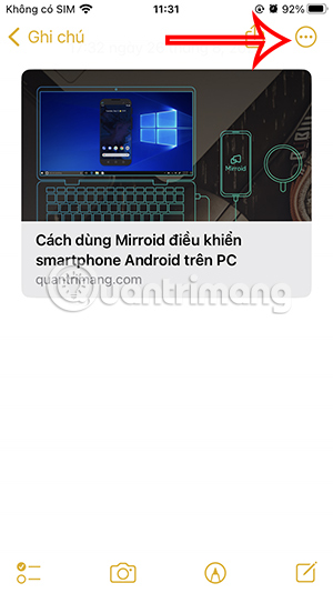Tùy chọn ghi chú iPhone